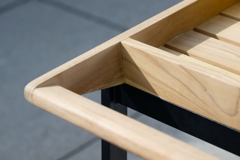 Servierwagen Frido Aluminium Schwarz/Teak