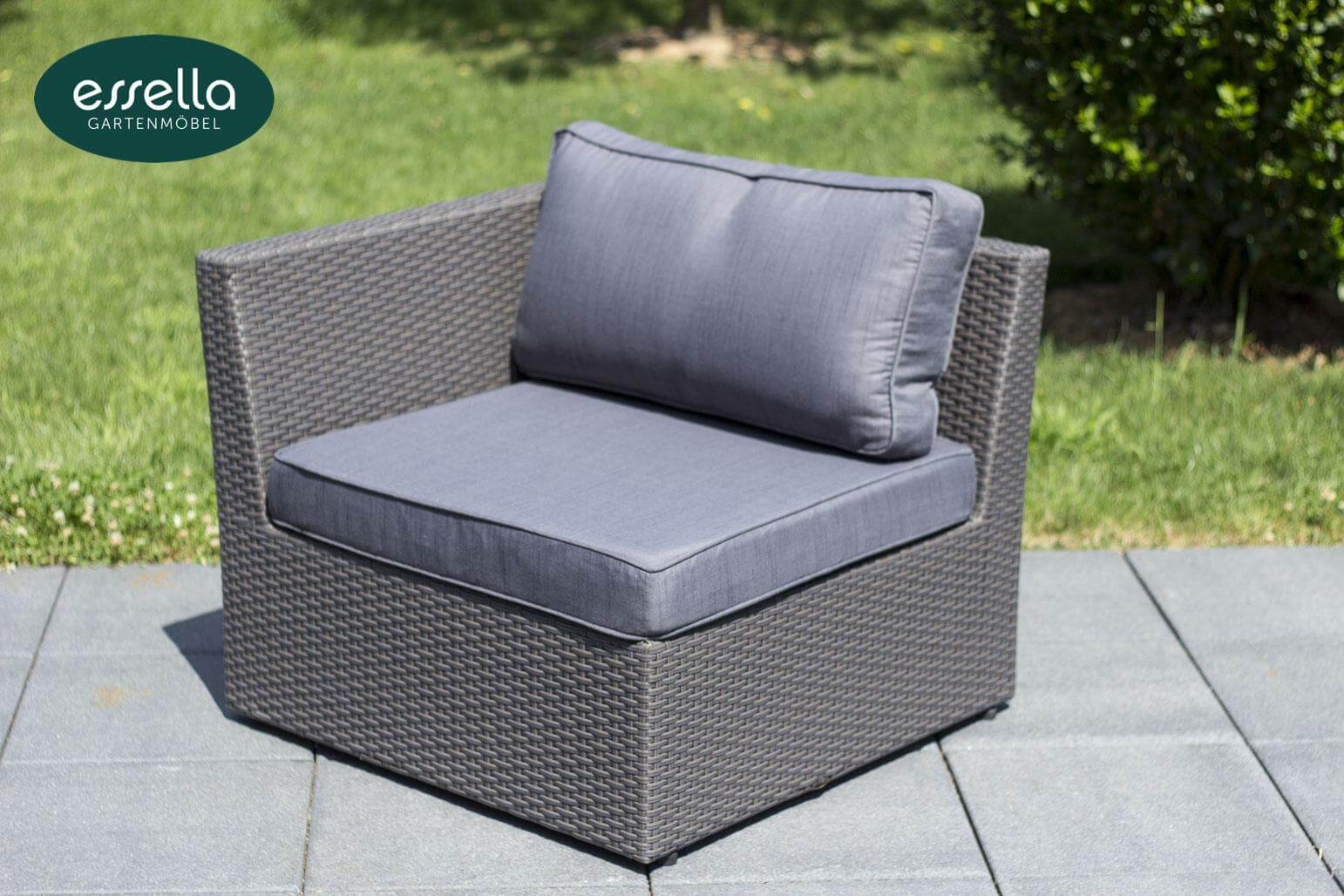 Essella Polyrattan Lounge "Venezia" : grau : flachgeflecht : gartenmode.de