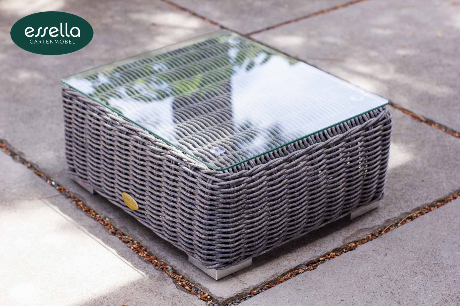 Essella Polyrattan Beistelltisch "Jamaica" : grau-meliert : rundgeflecht : gartenmode.de
