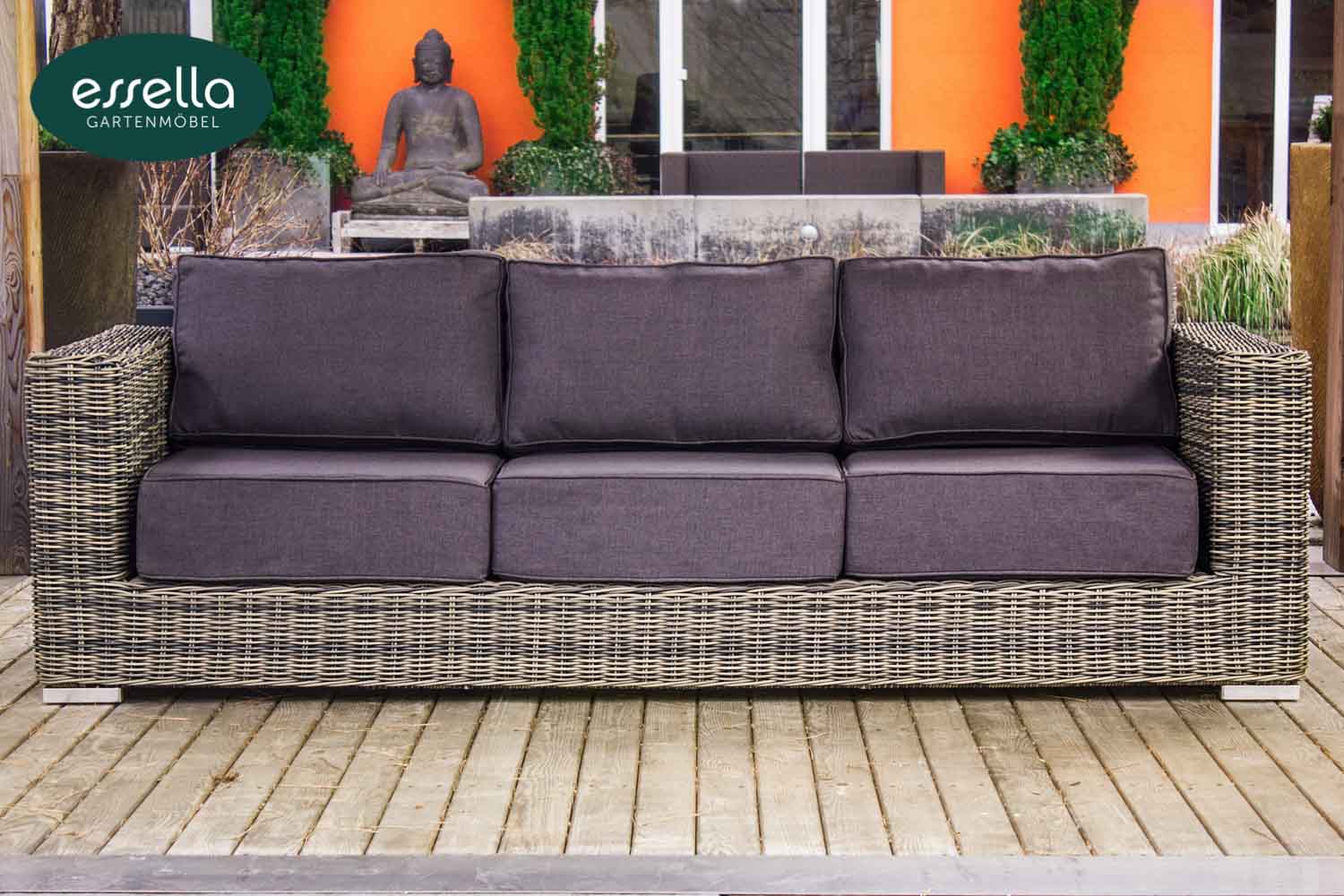 Essella Polyrattan Sofa "Monaco" : naturoptik : rungeflecht : gartenmode.de