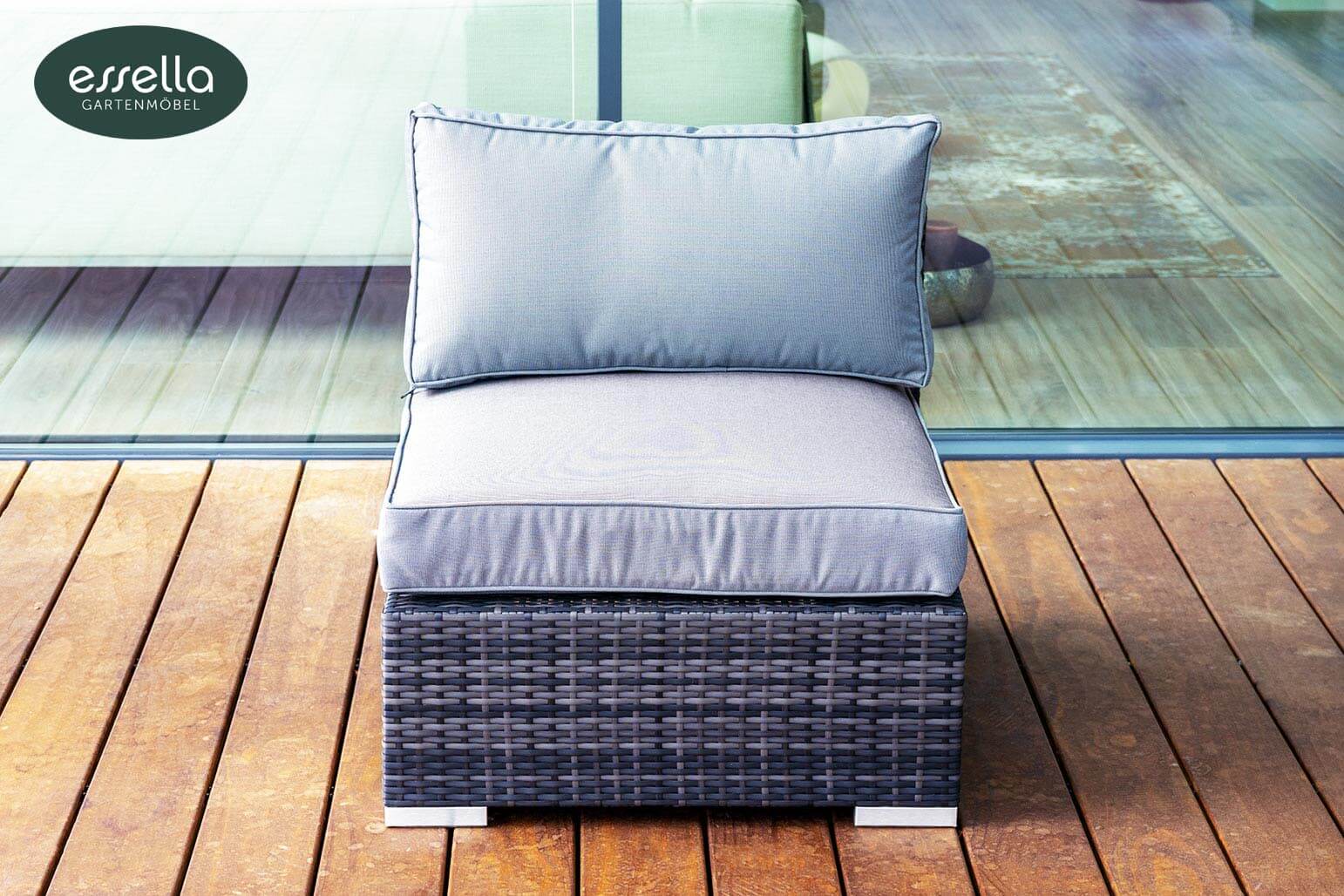 Essella Polyrattan "Miami" : bicolor-grau : flachgeflecht : gartenmode.de