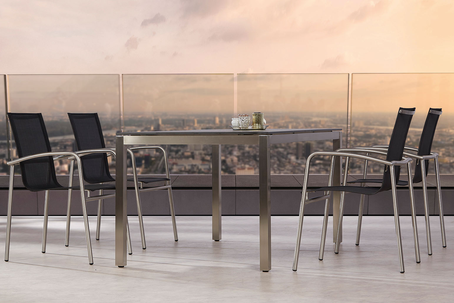 Edelstahl Sitzgruppe Khartum 4-Personen