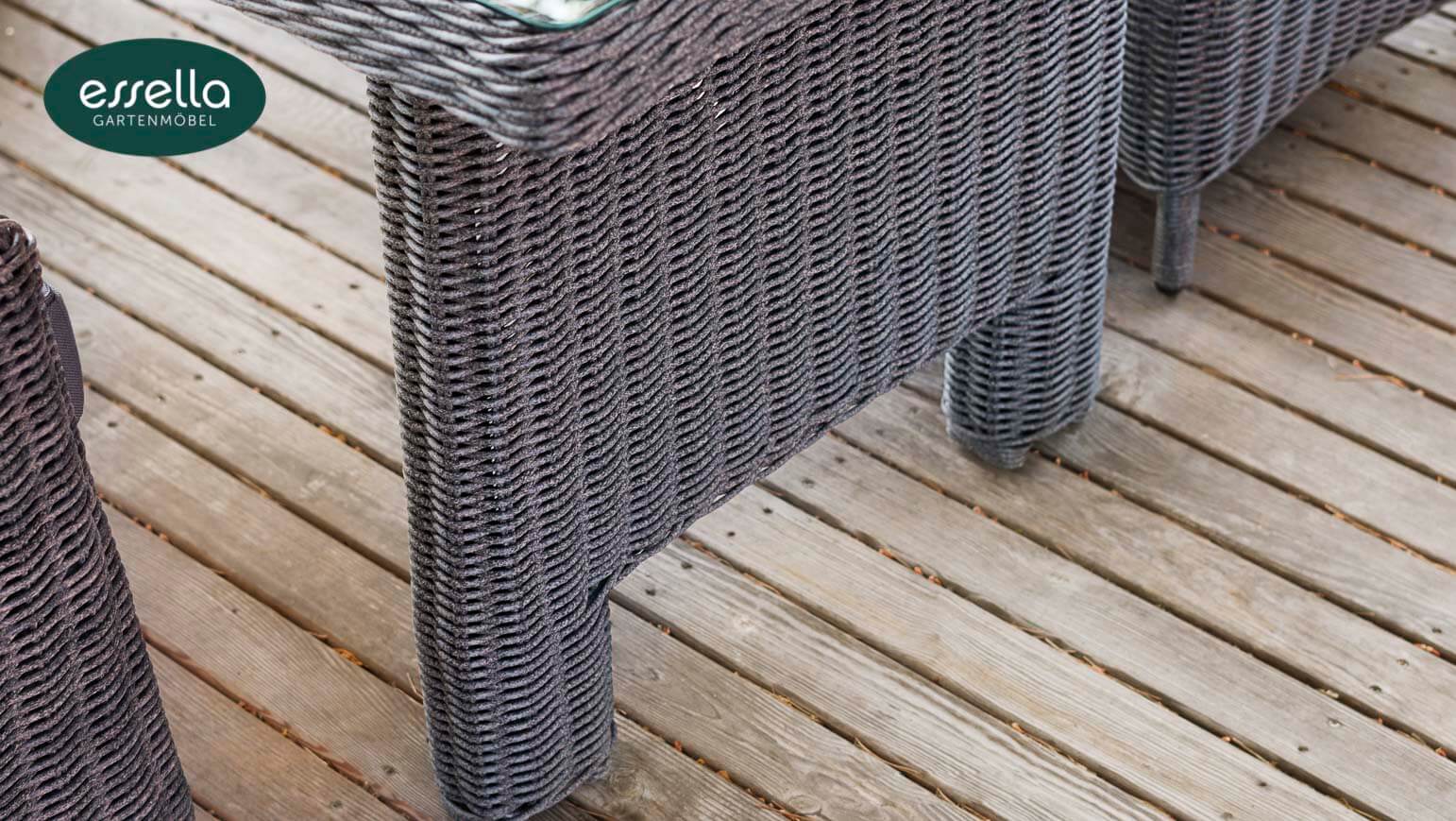 Essella Polyrattan Tisch Sitzgruppe Rom grau