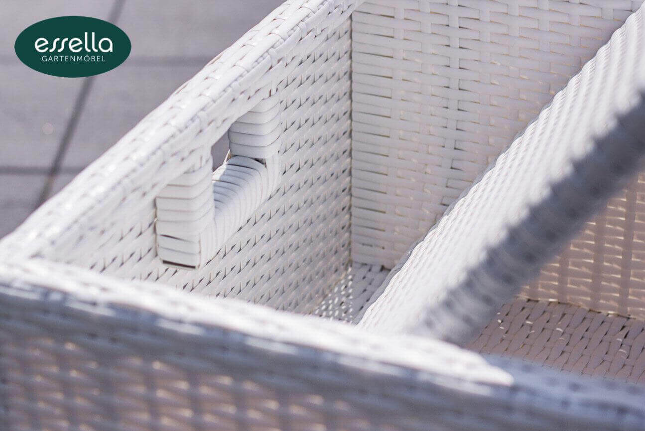 Essella Polyrattan Detail "Vienna" : weiß : flachgeflecht : gartenmode.de