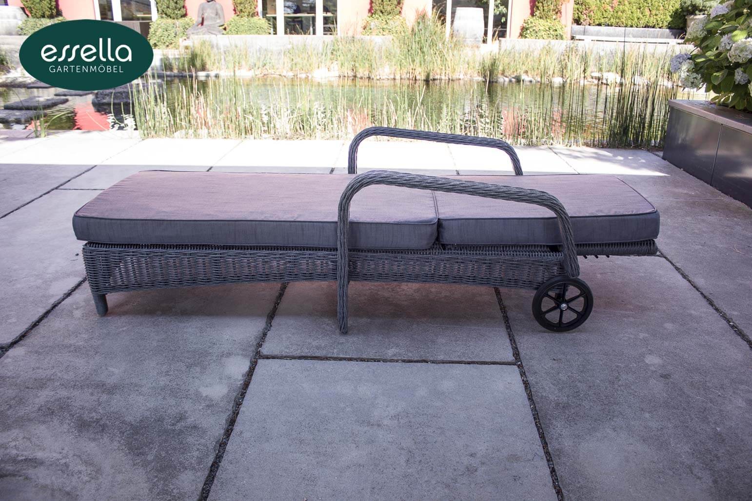 Polyrattan Sonnenliege Barbados Rundgeflechtoptik