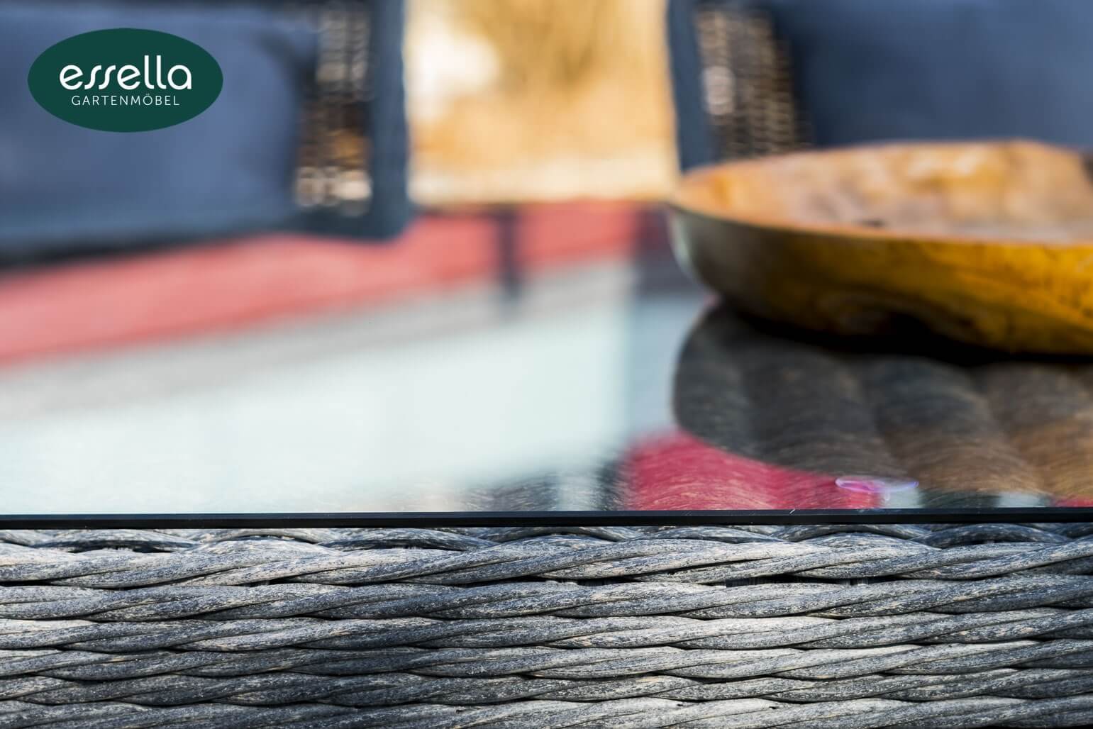 Essella Polyrattan Sitzgruppe „Dubai“ 8-Personen : grau-meliert : rundgeflecht - gartenmode.de