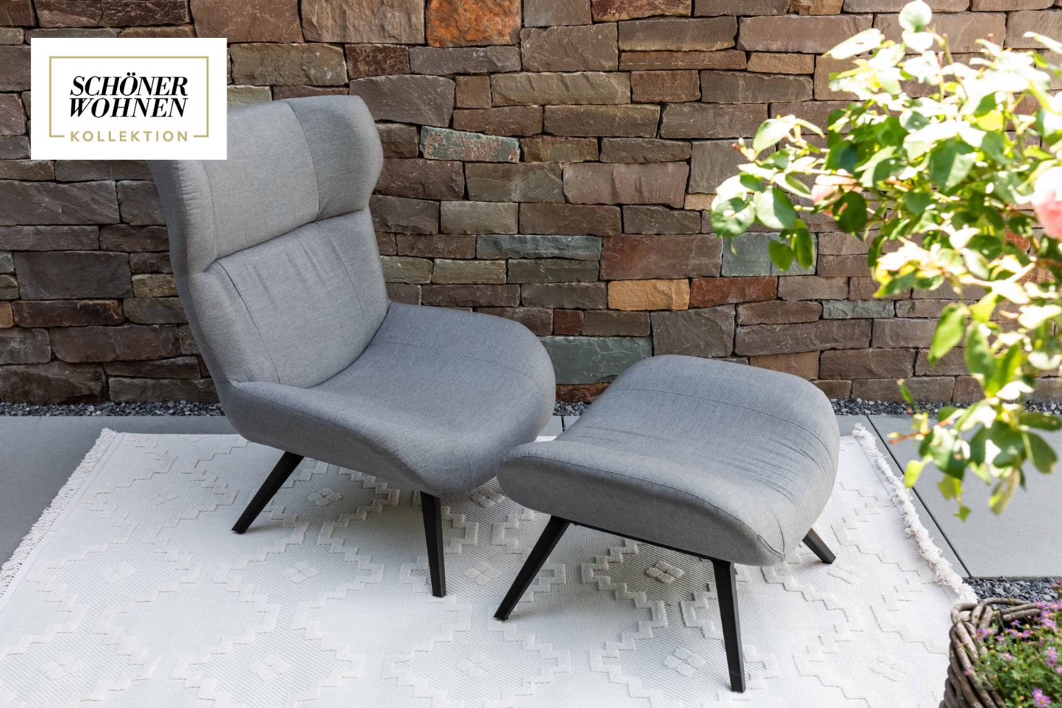 Schöner Wohnen Sessel Elin mit Hocker