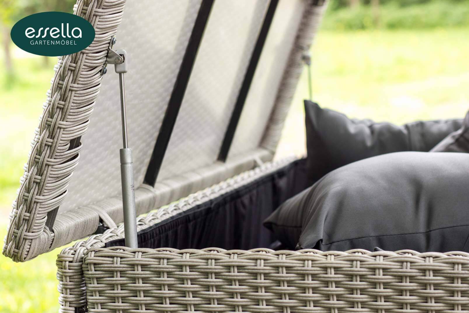 Essella Polyrattan Kissenbox XL : vintage-weiss : rundgeflecht-optik : gartenmode.de